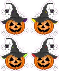 StickerTalk Halloween Pumpkin Witch Hat Stickers, 2.5 Inches by 2 Inches