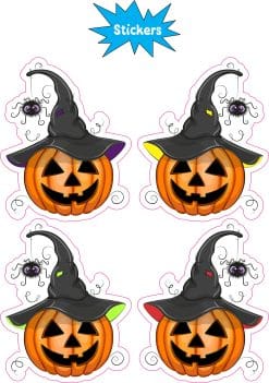 StickerTalk Halloween Pumpkin Witch Hat Stickers, 2.5 Inches by 2 Inches