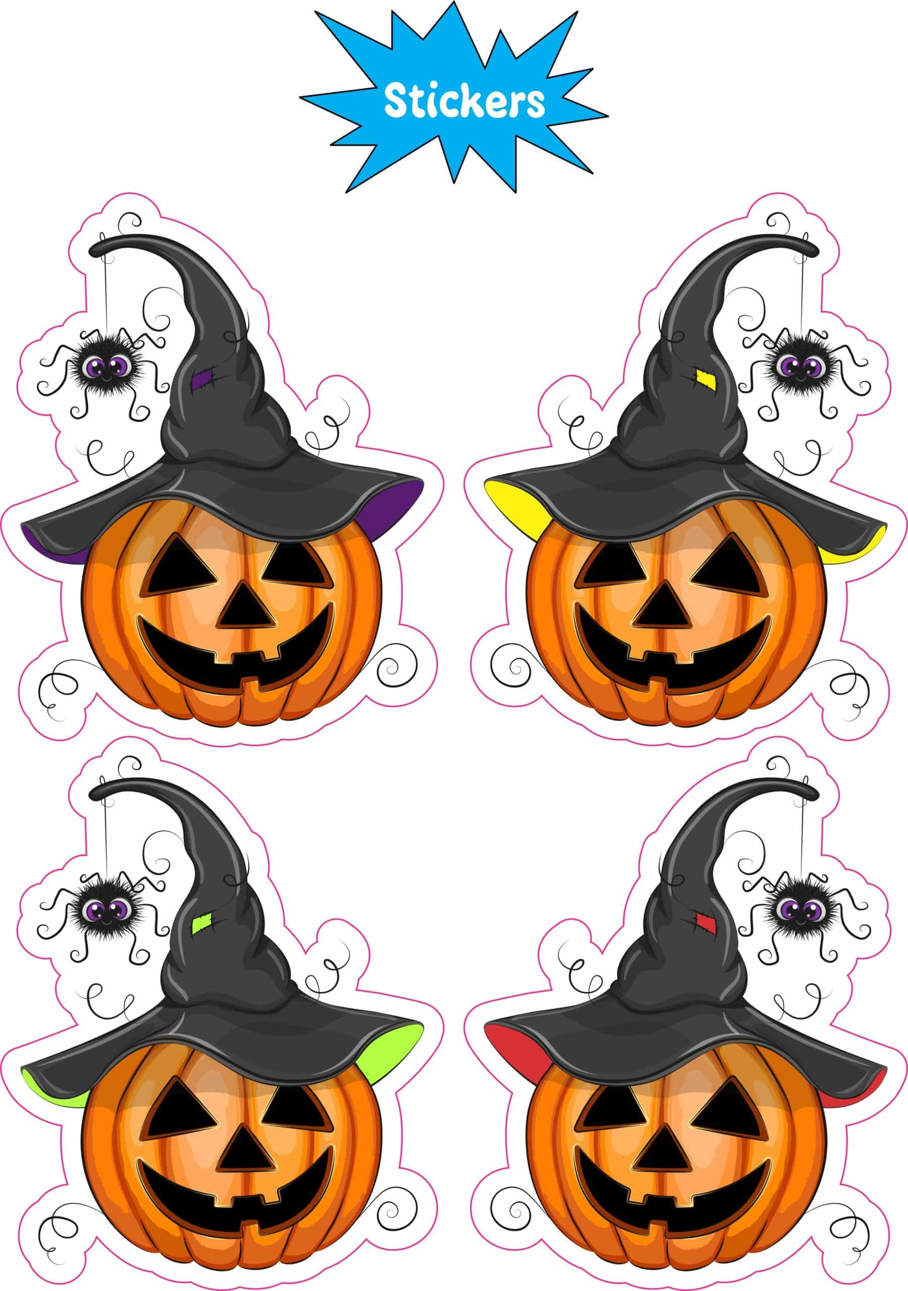StickerTalk Halloween Pumpkin Witch Hat Stickers, 2.5 Inches by 2 Inches