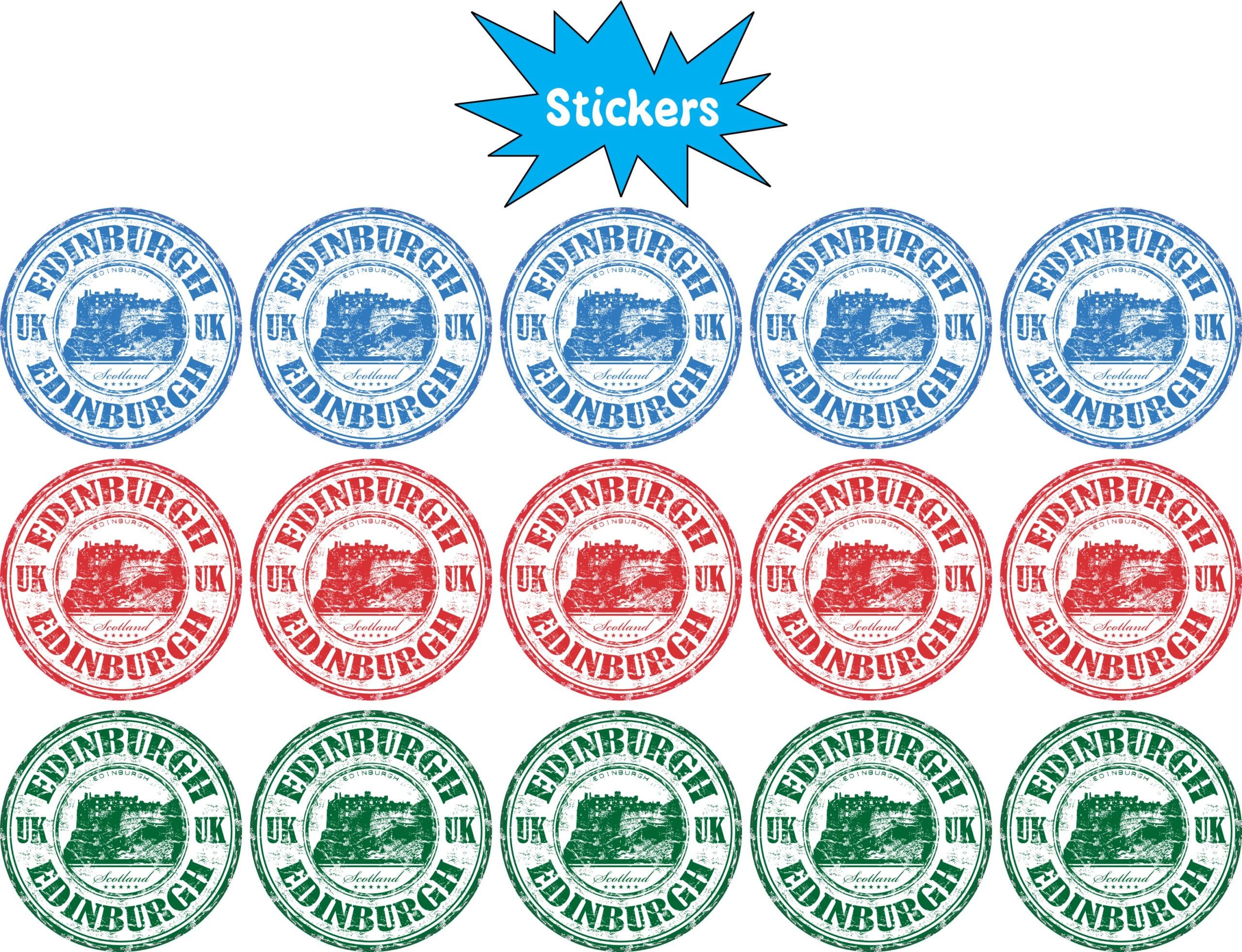 StickerTalk Edinburgh Scotland Stamps Stickers, 1x1in