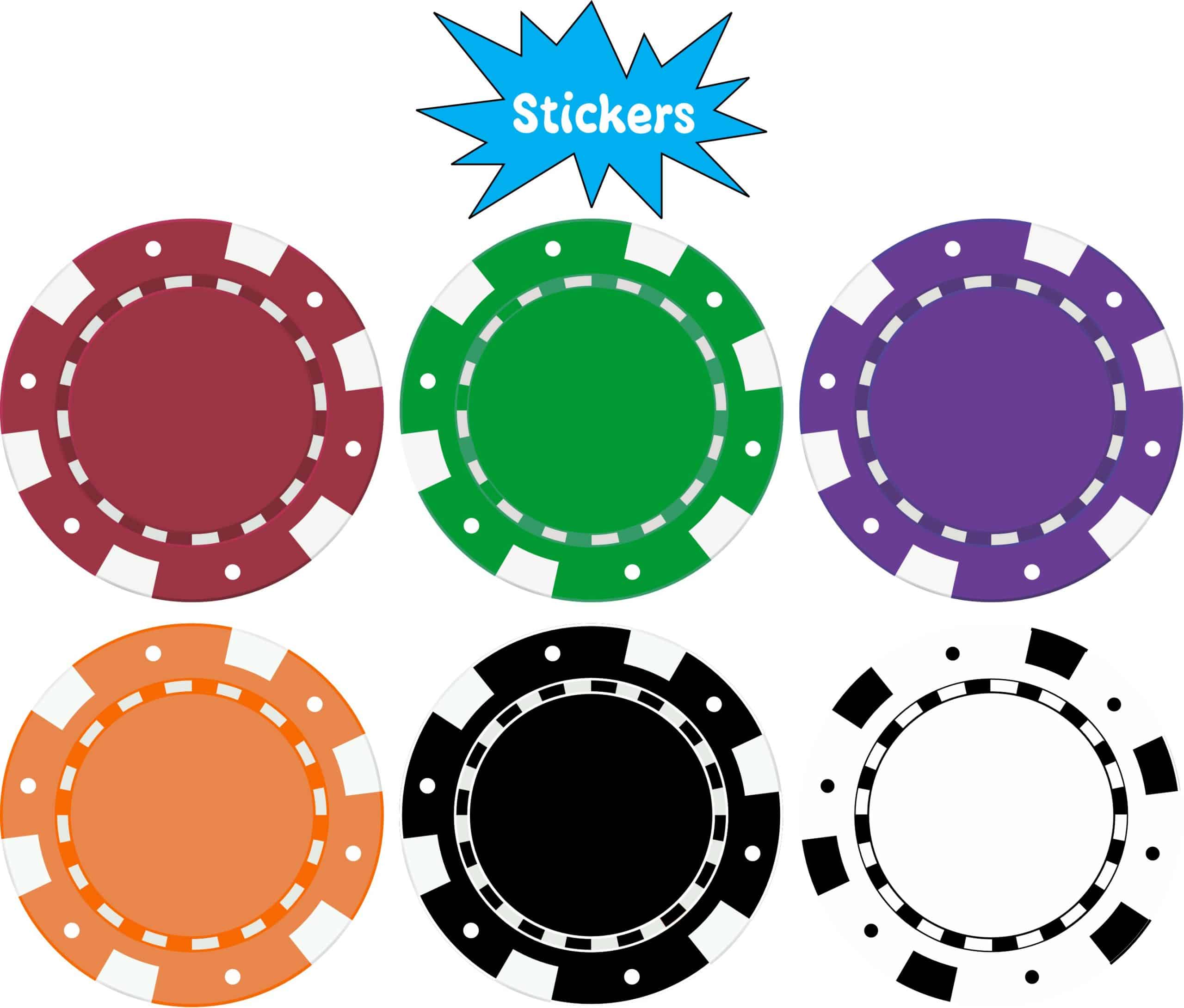 StickerTalk Casino Poker Chips Stickers, 1.5 inches by 1.5 inches