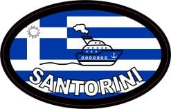 StickerTalk Santorini Greece Cruise Ship Sticker, 4 inches by 2.5 inches