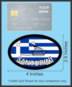 StickerTalk Santorini Greece Cruise Ship Sticker, 4 inches by 2.5 inches