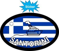 StickerTalk Santorini Greece Cruise Ship Sticker, 4 inches by 2.5 inches