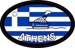 StickerTalk Athens Greece Flag Cruise Ship Sticker, 4 inches by 2.5 inches