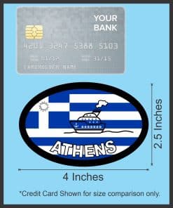 StickerTalk Athens Greece Flag Cruise Ship Sticker, 4 inches by 2.5 inches