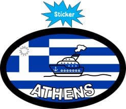 StickerTalk Athens Greece Flag Cruise Ship Sticker, 4 inches by 2.5 inches