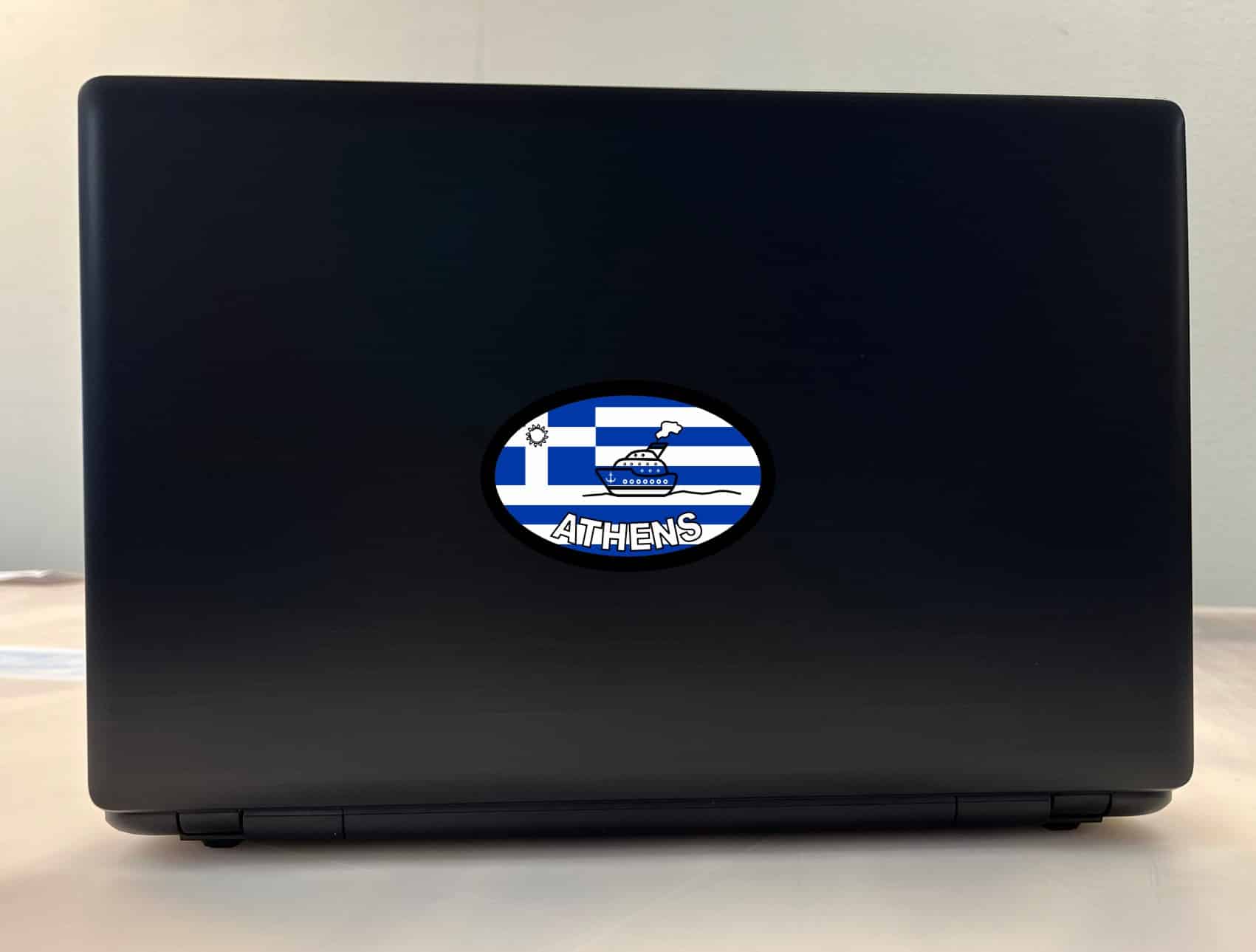 StickerTalk Athens Greece Flag Cruise Ship Sticker, 4 inches by 2.5 inches