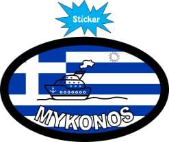 StickerTalk Mykonos Greece Oval Sticker, 4 inches by 2.5 inches