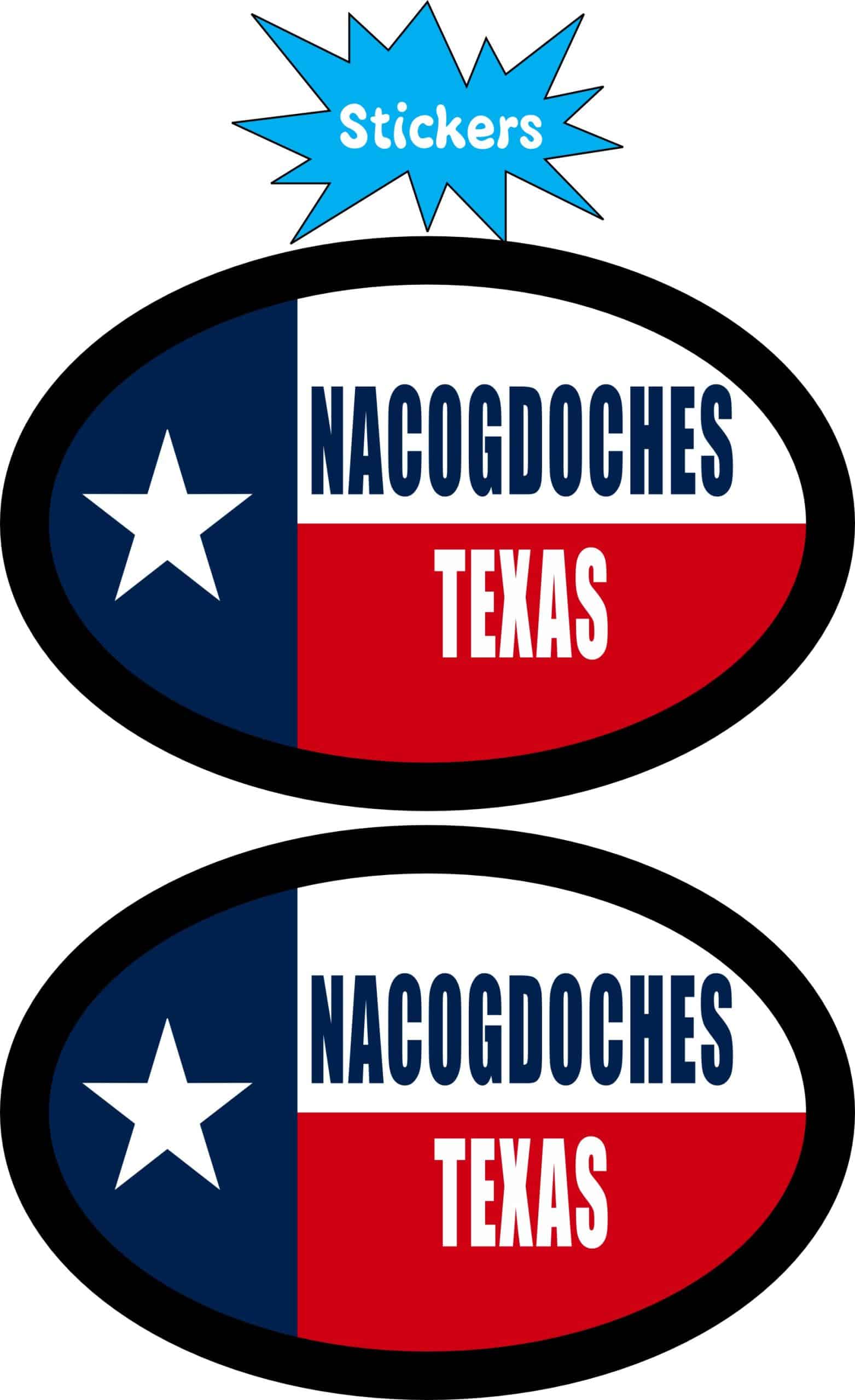 StickerTalk Nacogdoches Texas Sticker, 3 inches by 2 inches