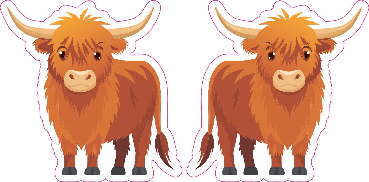 StickerTalk Highland Cow Sticker, 2.5 inches by 2.5 inches