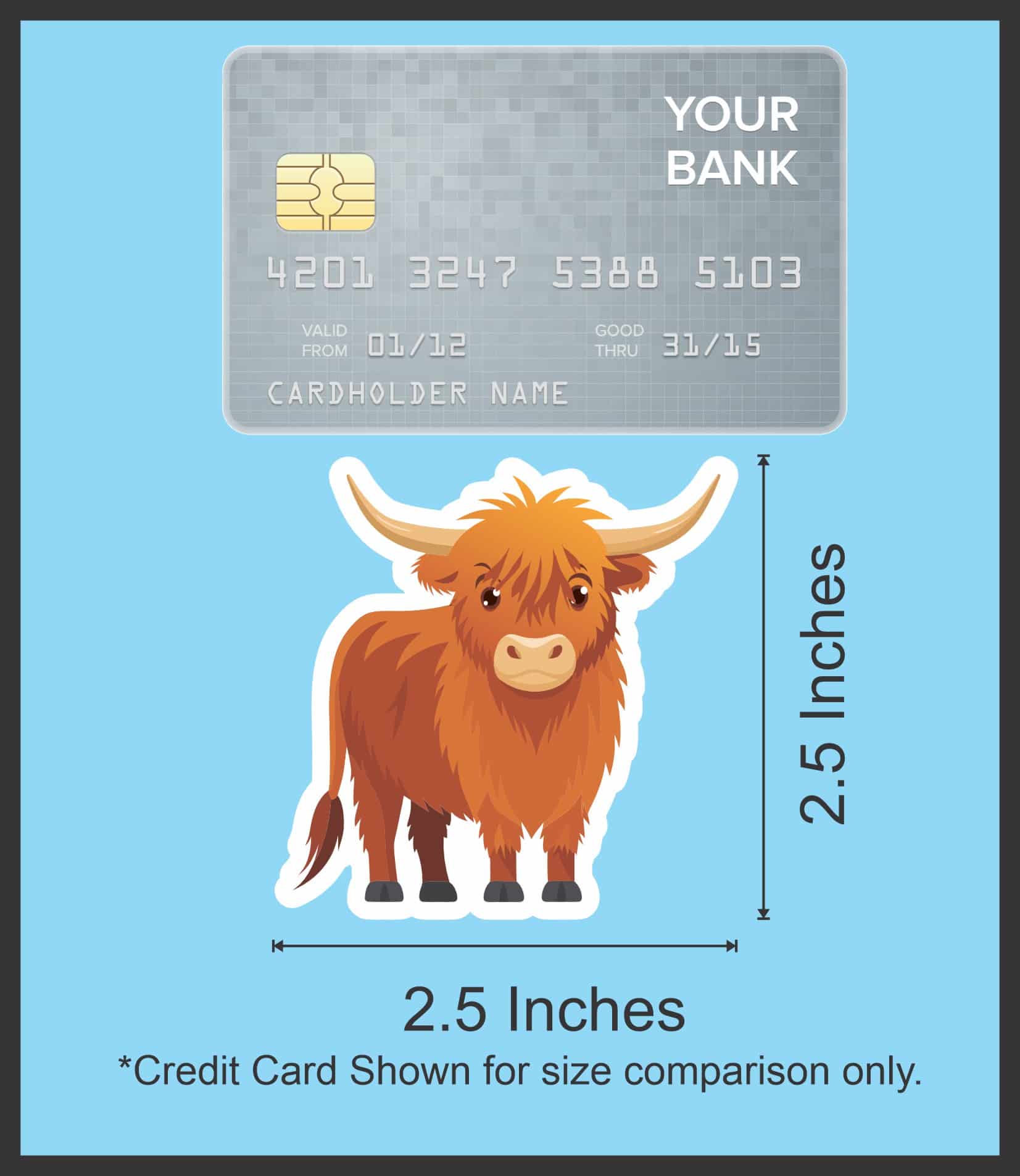 StickerTalk Highland Cow Sticker, 2.5 inches by 2.5 inches