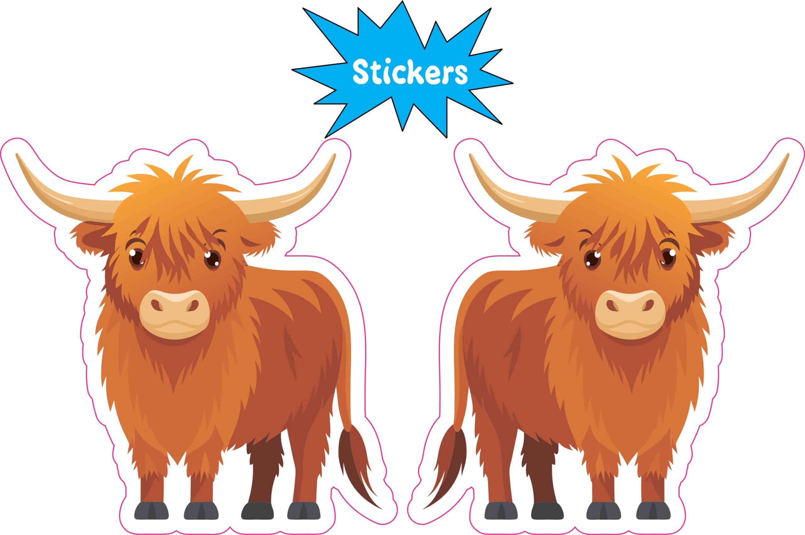 StickerTalk Highland Cow Sticker, 2.5 inches by 2.5 inches