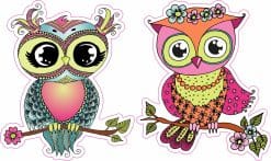 StickerTalk Boho Owl Stickers, 2.5 inches by 3 inches