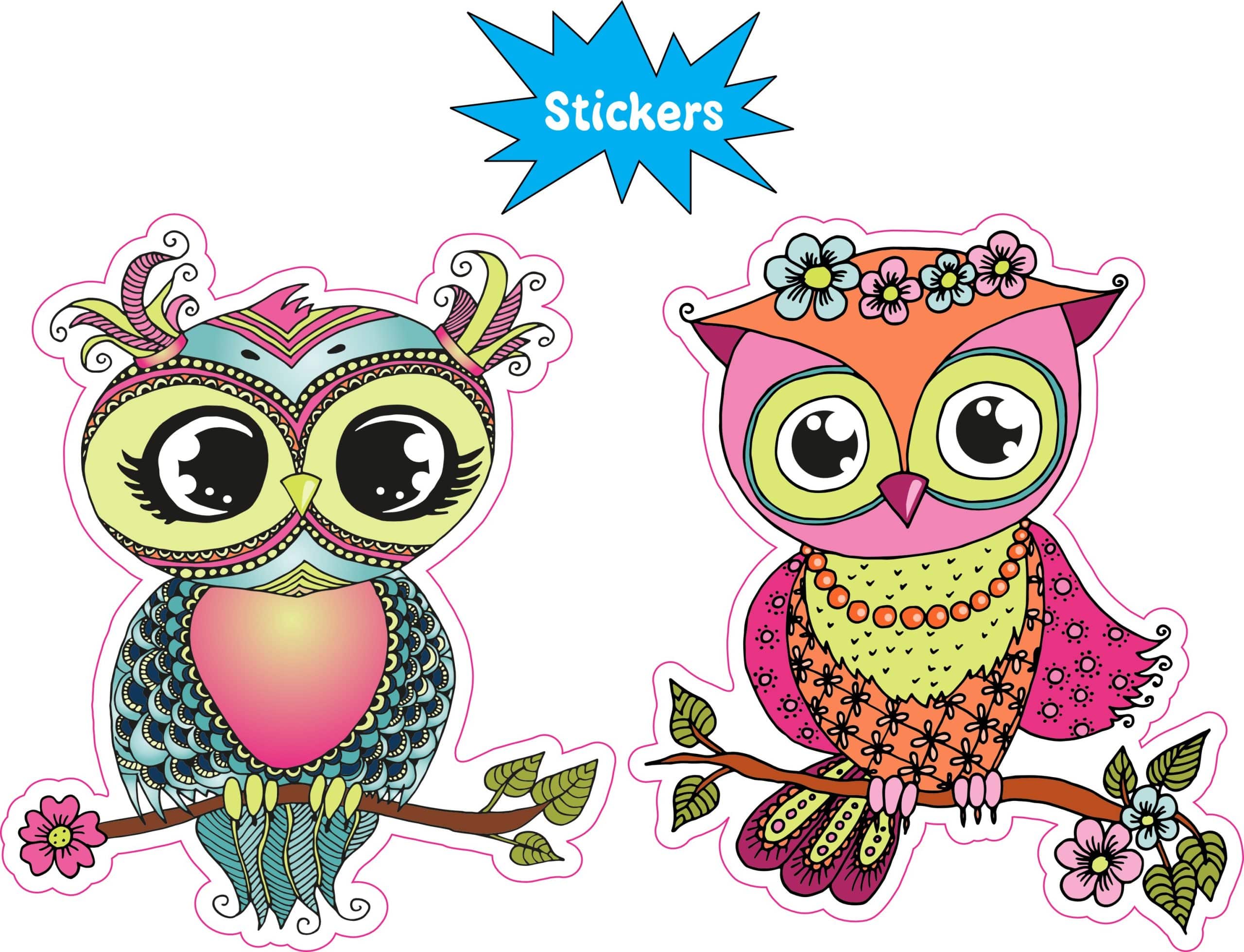 StickerTalk Boho Owl Stickers, 2.5 inches by 3 inches