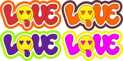 StickerTalk Love Smiley Face Stickers, 3 inches by 1.5 inches