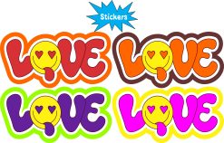 StickerTalk Love Smiley Face Stickers, 3 inches by 1.5 inches