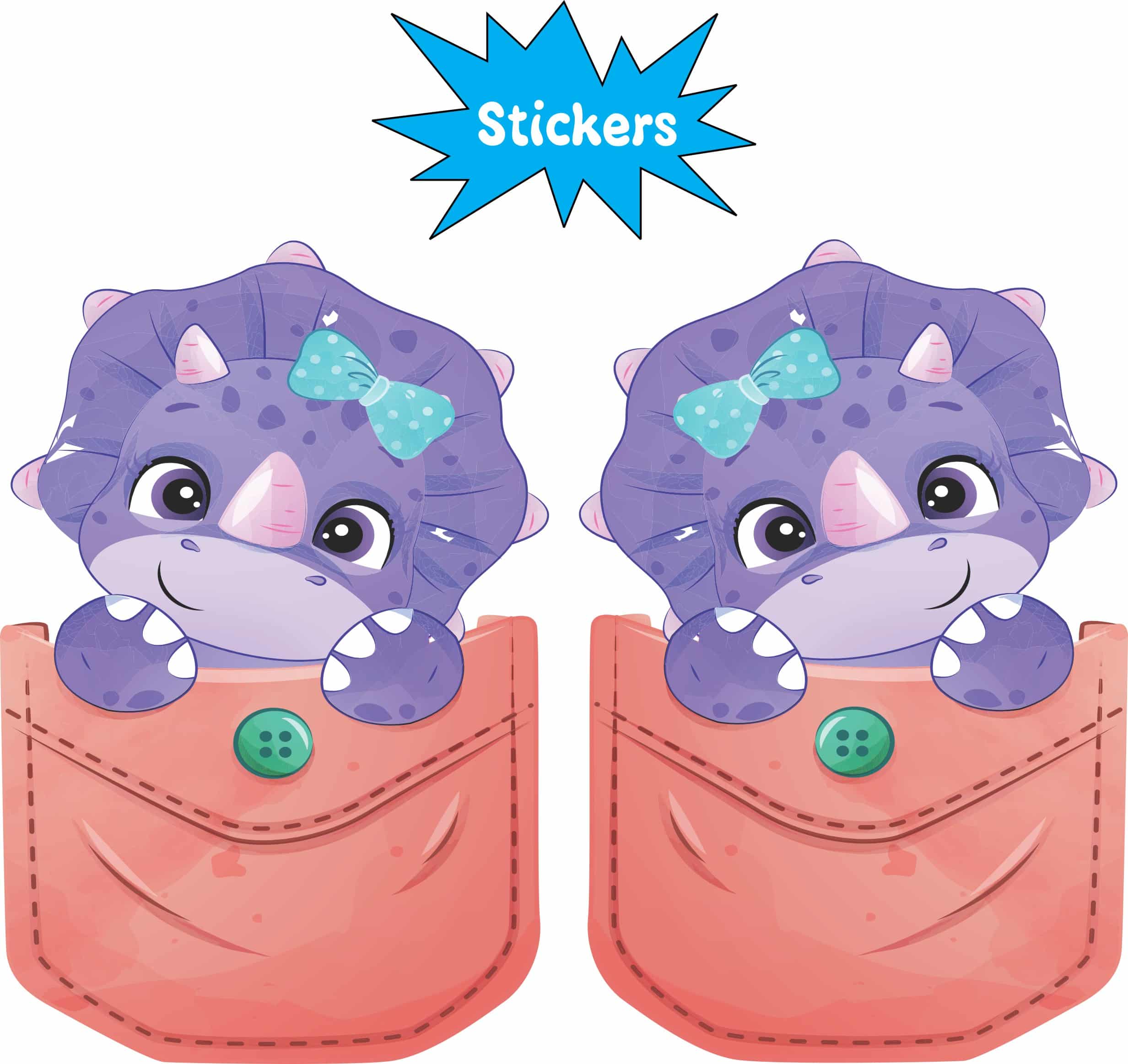 StickerTalk Dinosaur in Pocket Stickers, 2 inches by 3 inches