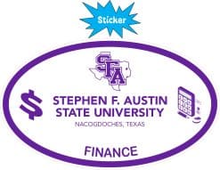 StickerTalk SFA Finance Sticker, 5 inches by 3 inches