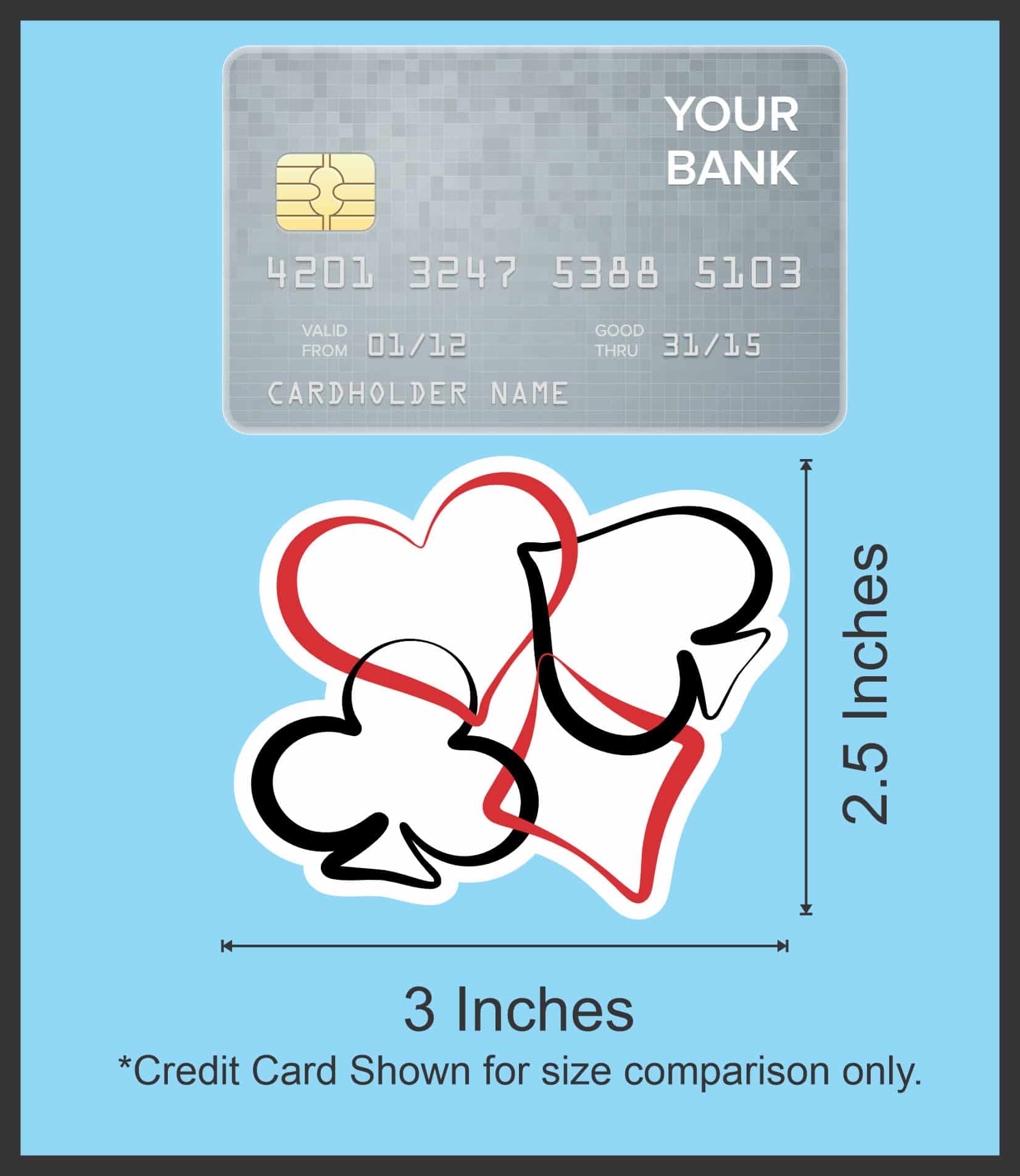 StickerTalk Card Suits Heart Club Sticker, 3 inches by 2.5 inches