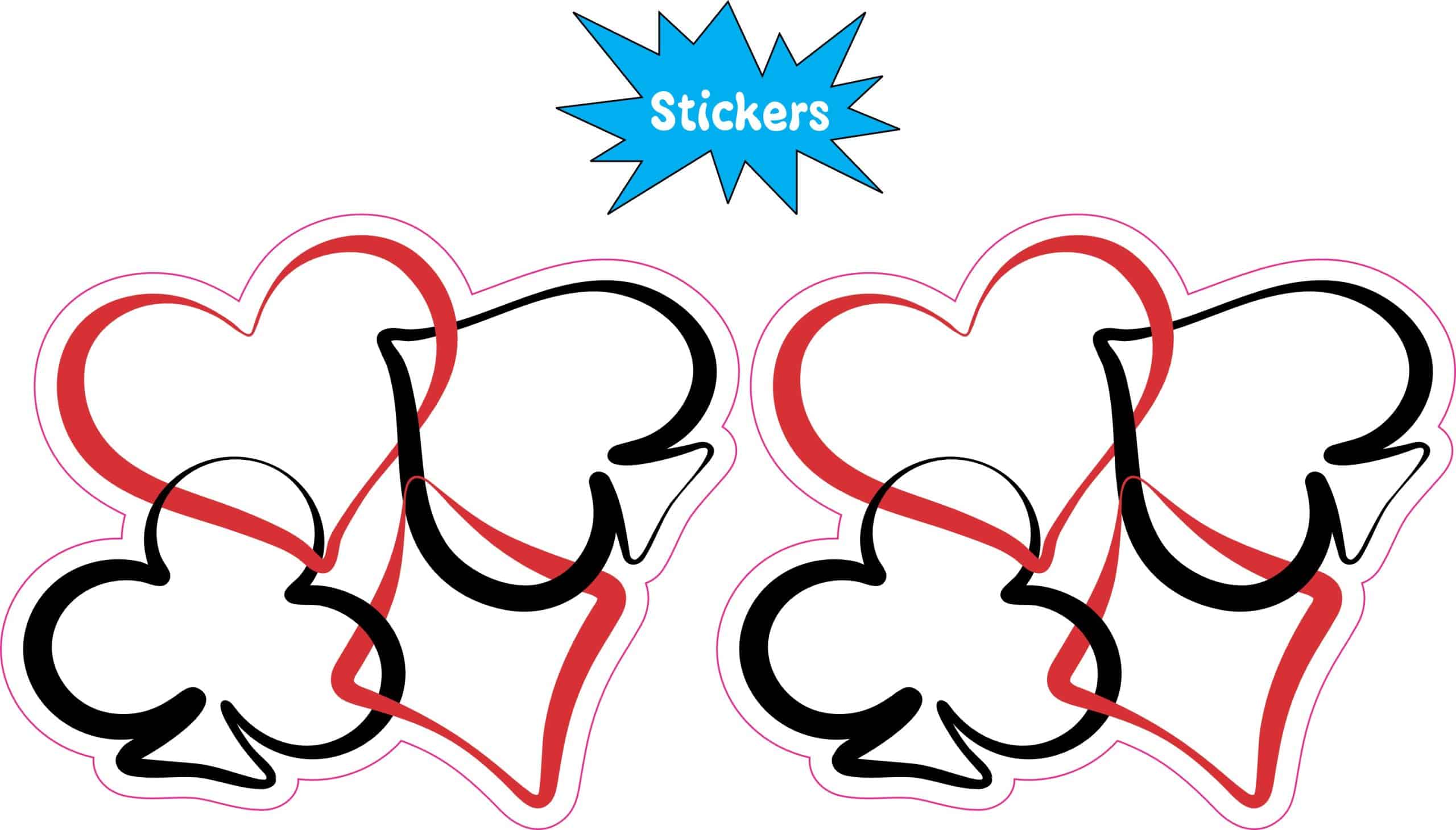 StickerTalk Card Suits Heart Club Sticker, 3 inches by 2.5 inches