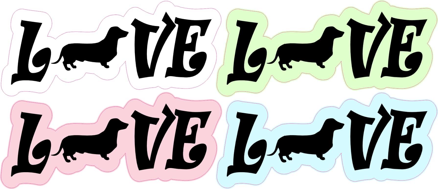 StickerTalk Dachshund Love Stickers, 3 inches by 1.3 inches