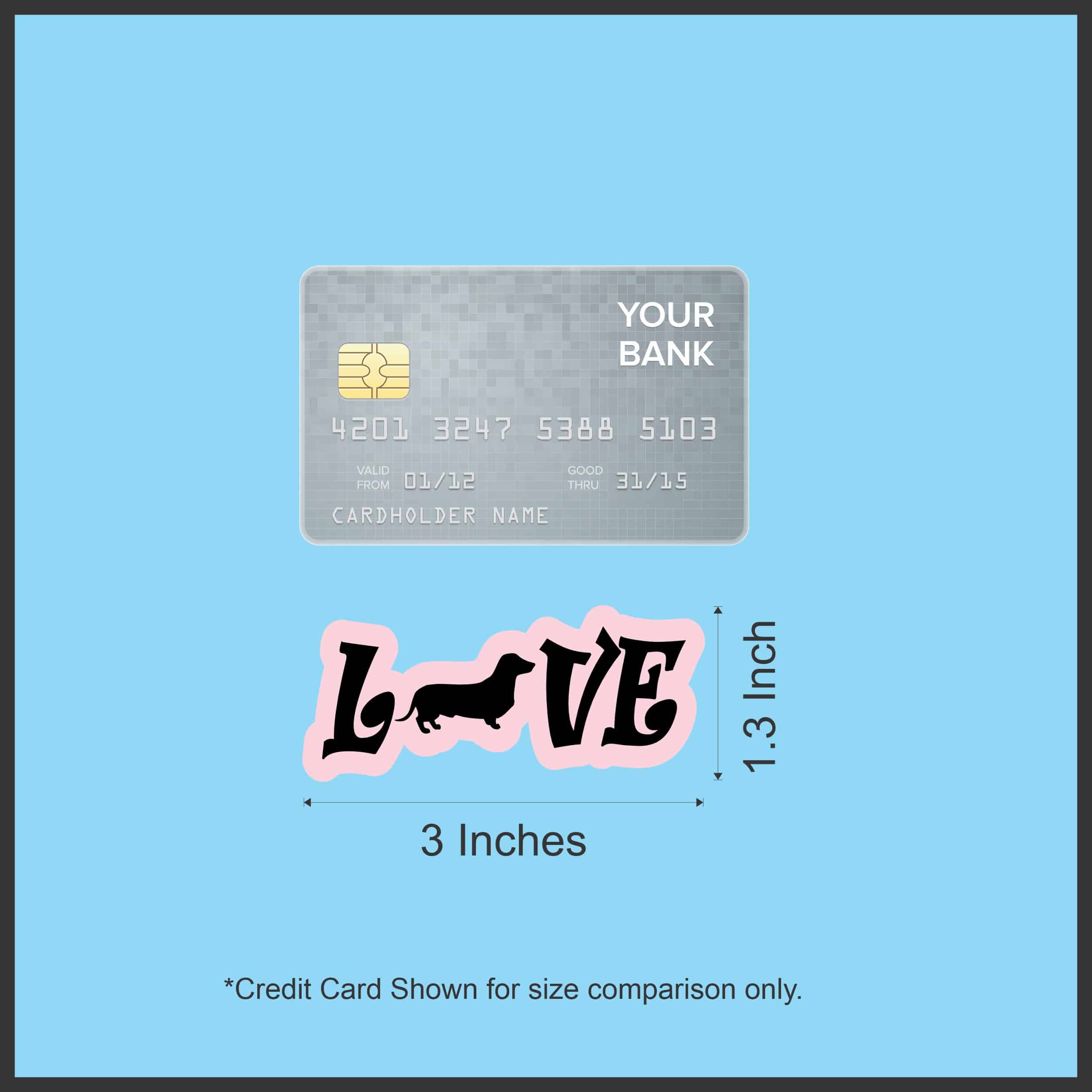 StickerTalk Dachshund Love Stickers, 3 inches by 1.3 inches