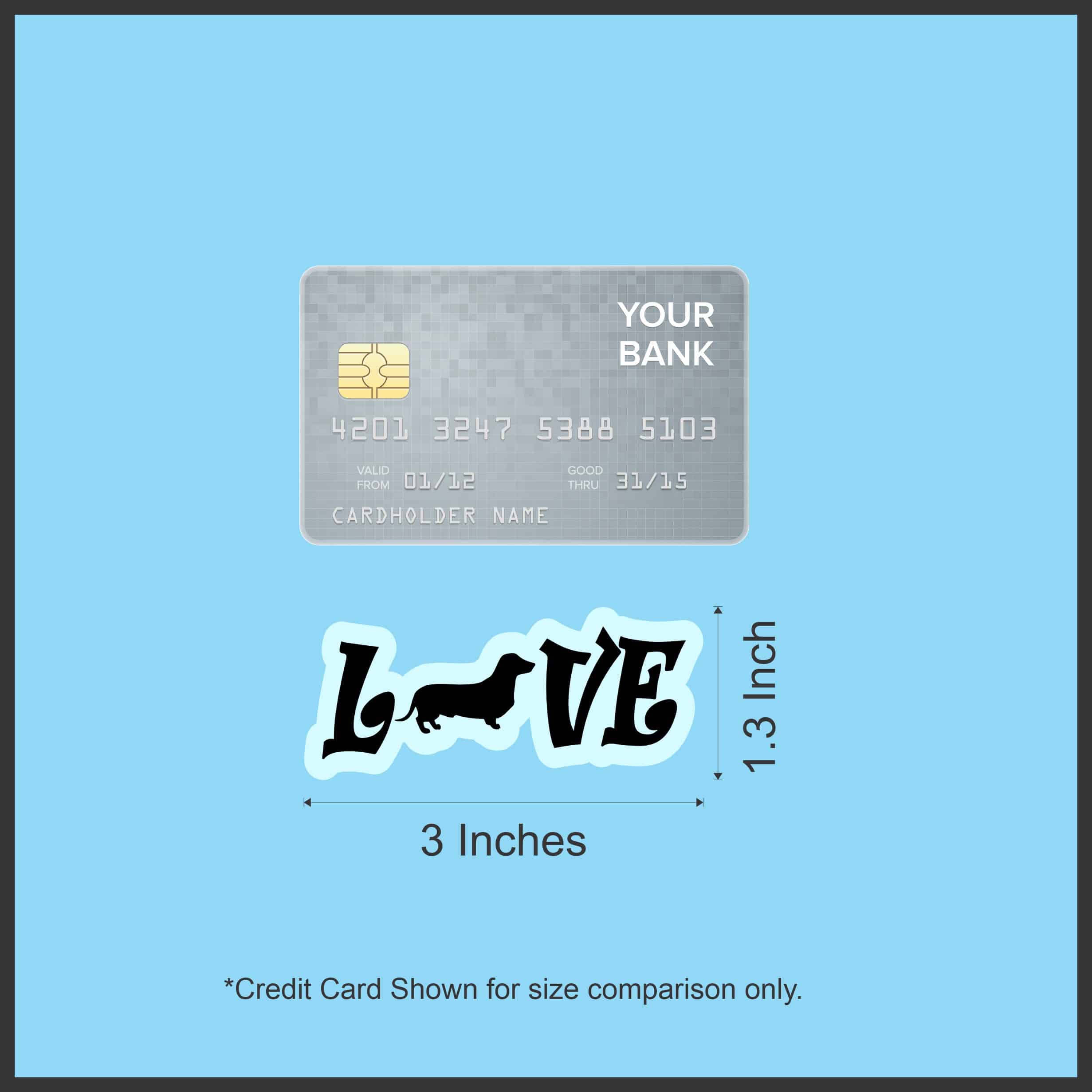 StickerTalk Dachshund Love Stickers, 3 inches by 1.3 inches