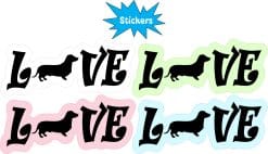 StickerTalk Dachshund Love Stickers, 3 inches by 1.3 inches