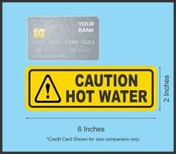 StickerTalk Caution Hot Water Sticker, 6 inches by 2 inches