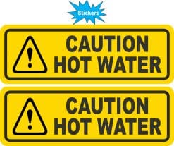 StickerTalk Caution Hot Water Sticker, 6 inches by 2 inches