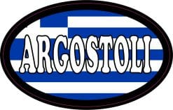 StickerTalk Argostoli Greece Flag Sticker, 4 inches by 2.5 inches