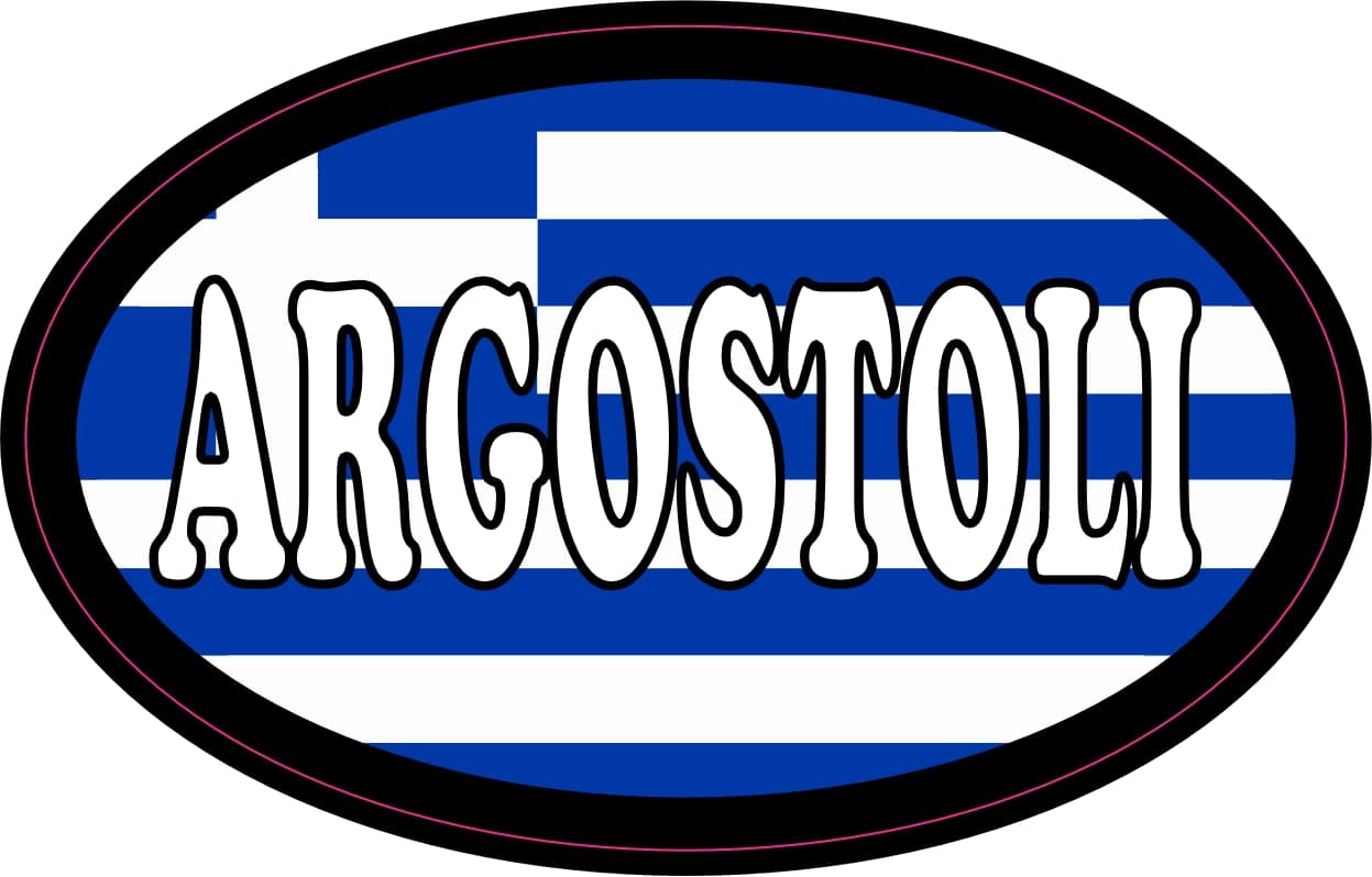 StickerTalk Argostoli Greece Flag Sticker, 4 inches by 2.5 inches