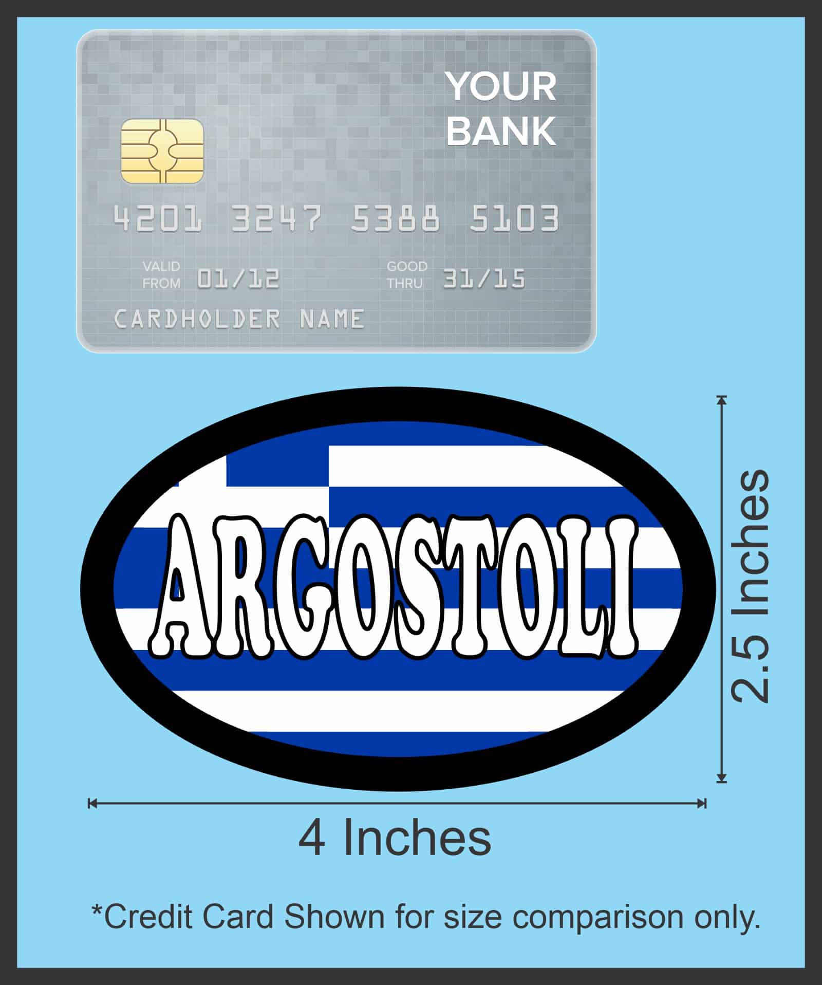 StickerTalk Argostoli Greece Flag Sticker, 4 inches by 2.5 inches