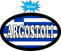 StickerTalk Argostoli Greece Flag Sticker, 4 inches by 2.5 inches