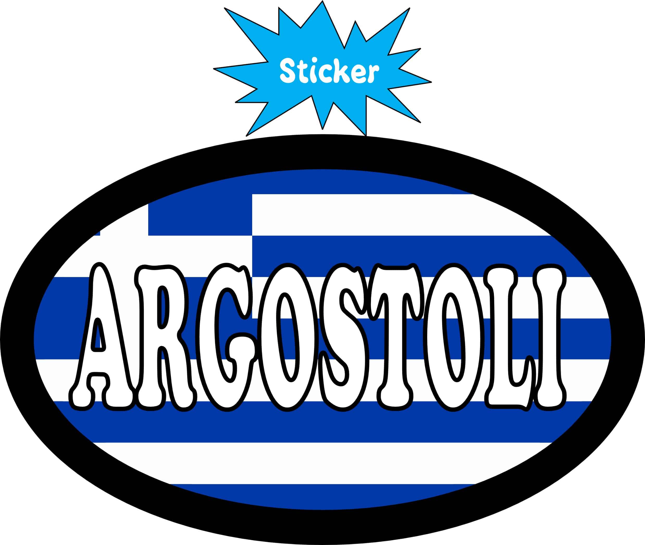 StickerTalk Argostoli Greece Flag Sticker, 4 inches by 2.5 inches