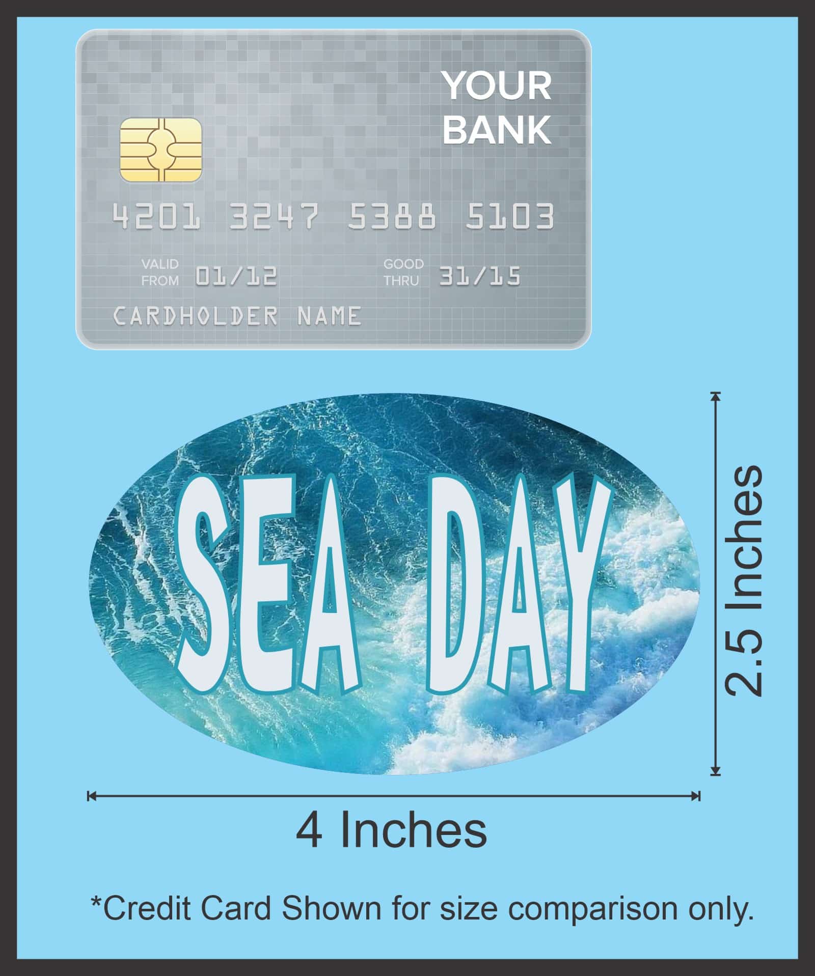 StickerTalk Sea Day Sticker, 4 inches by 2.5 inches