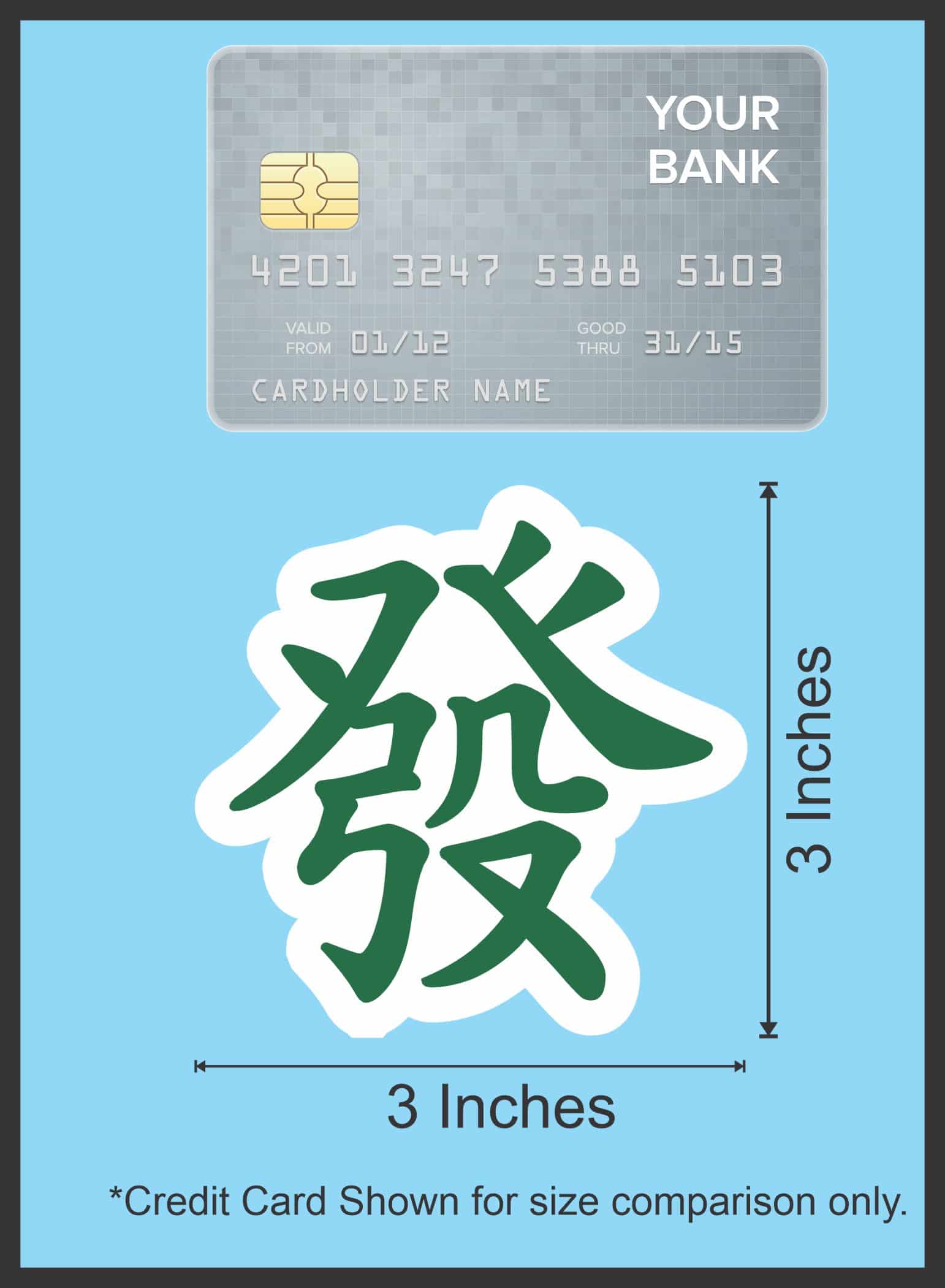 StickerTalk Fa Chai Chinese Lucky Sticker, 3 inches by 3 inches
