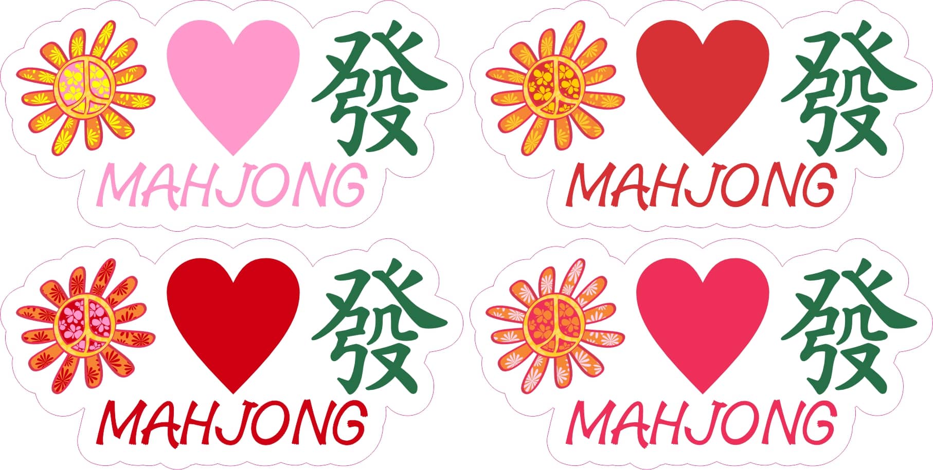StickerTalk Mahjong Peace Flower Stickers, 3 inches by 1.5 inches