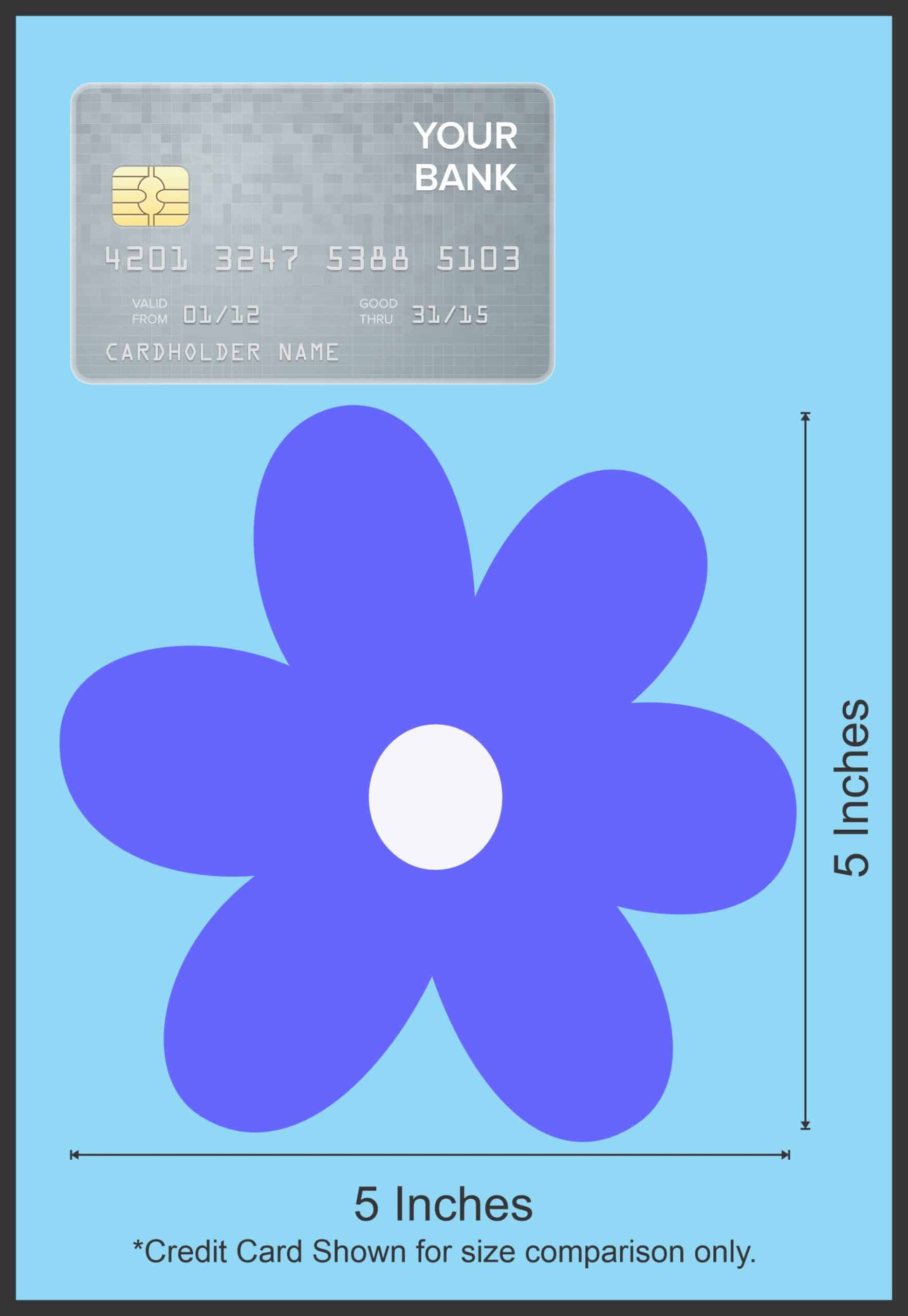 StickerTalk Blue Flower Sticker, 5 inches by 5 inches