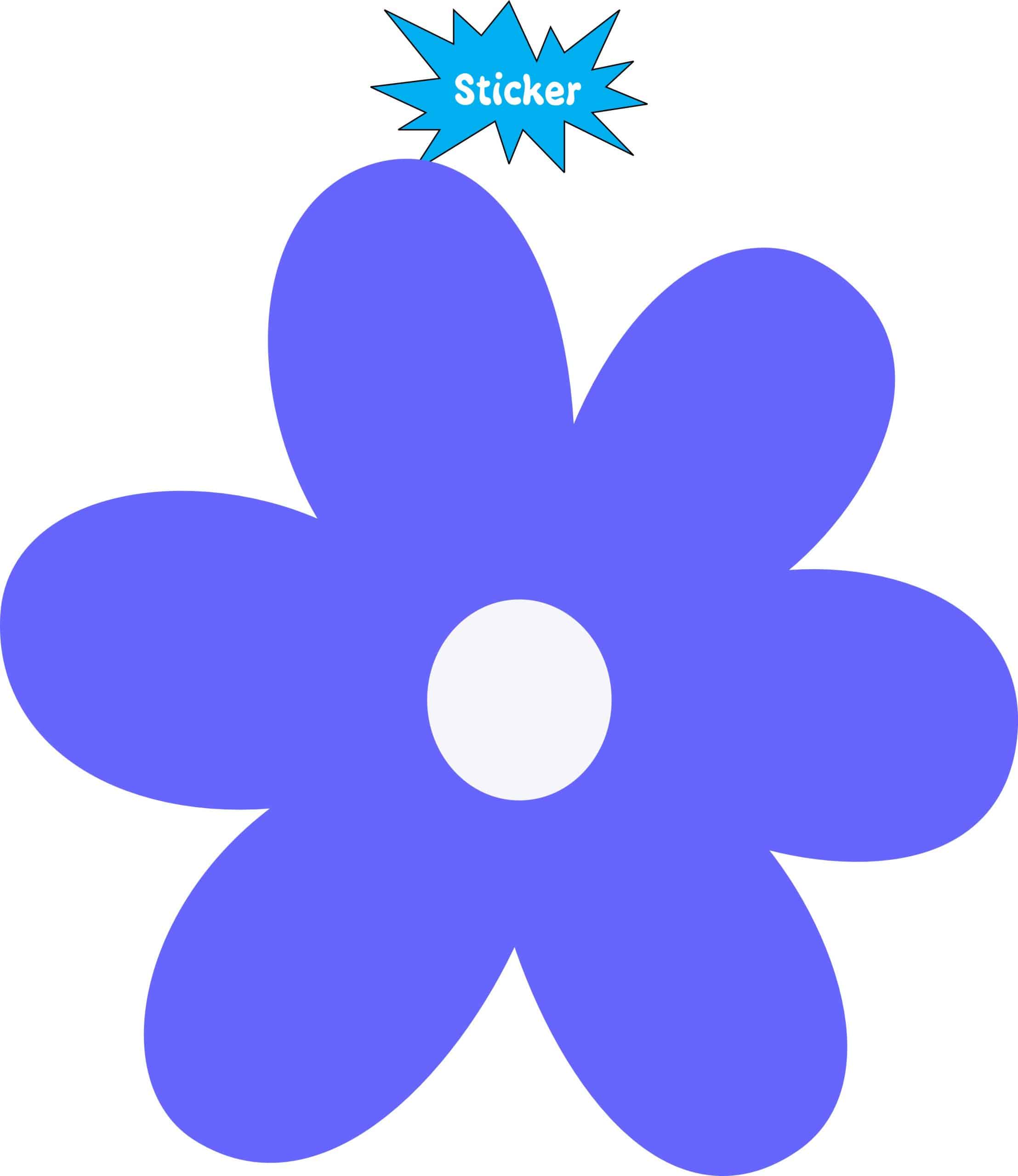 StickerTalk Blue Flower Sticker, 5 inches by 5 inches