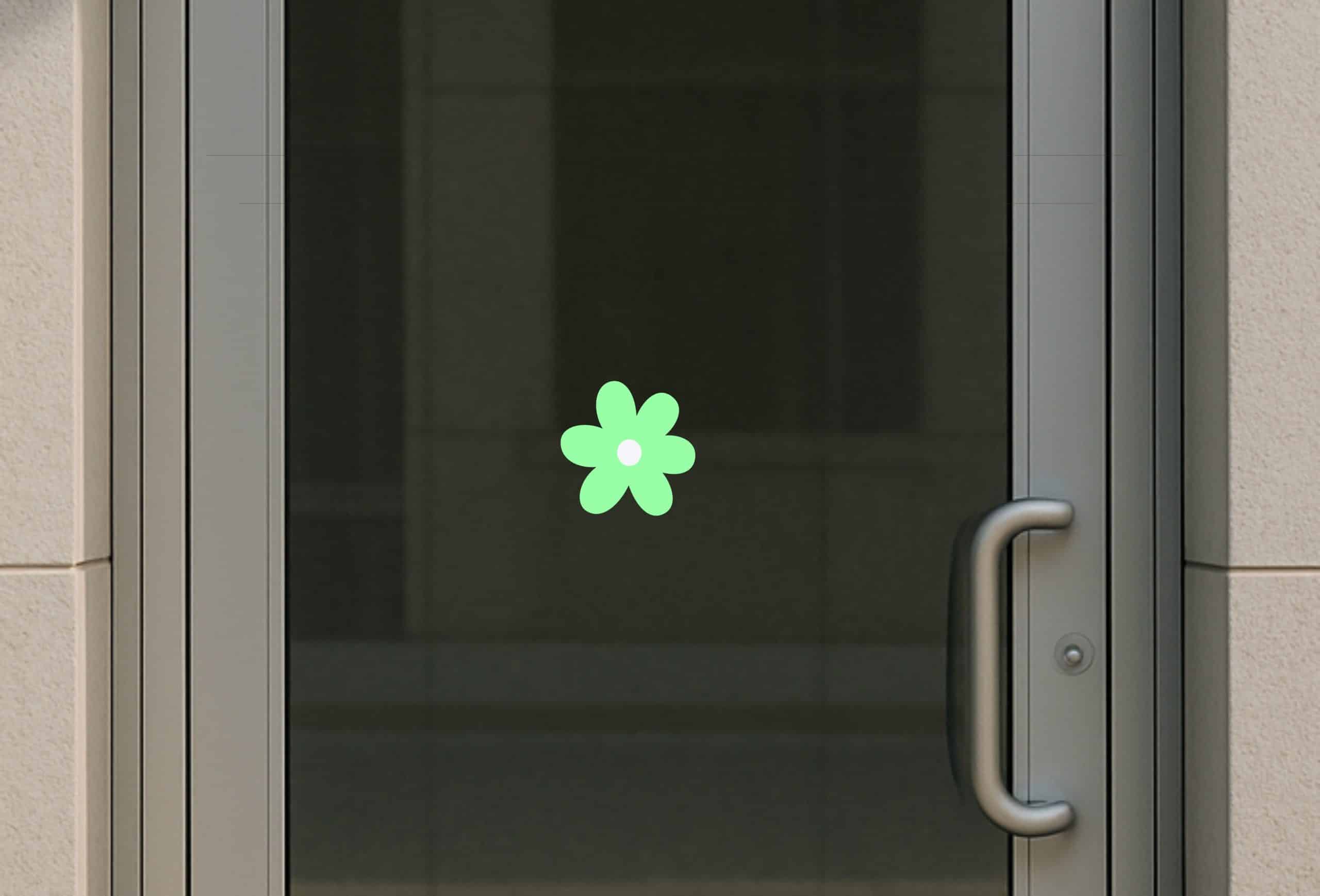 StickerTalk Green Flower Sticker, 5 inches by 5 inches