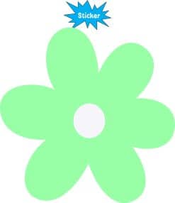 StickerTalk Green Flower Sticker, 5 inches by 5 inches