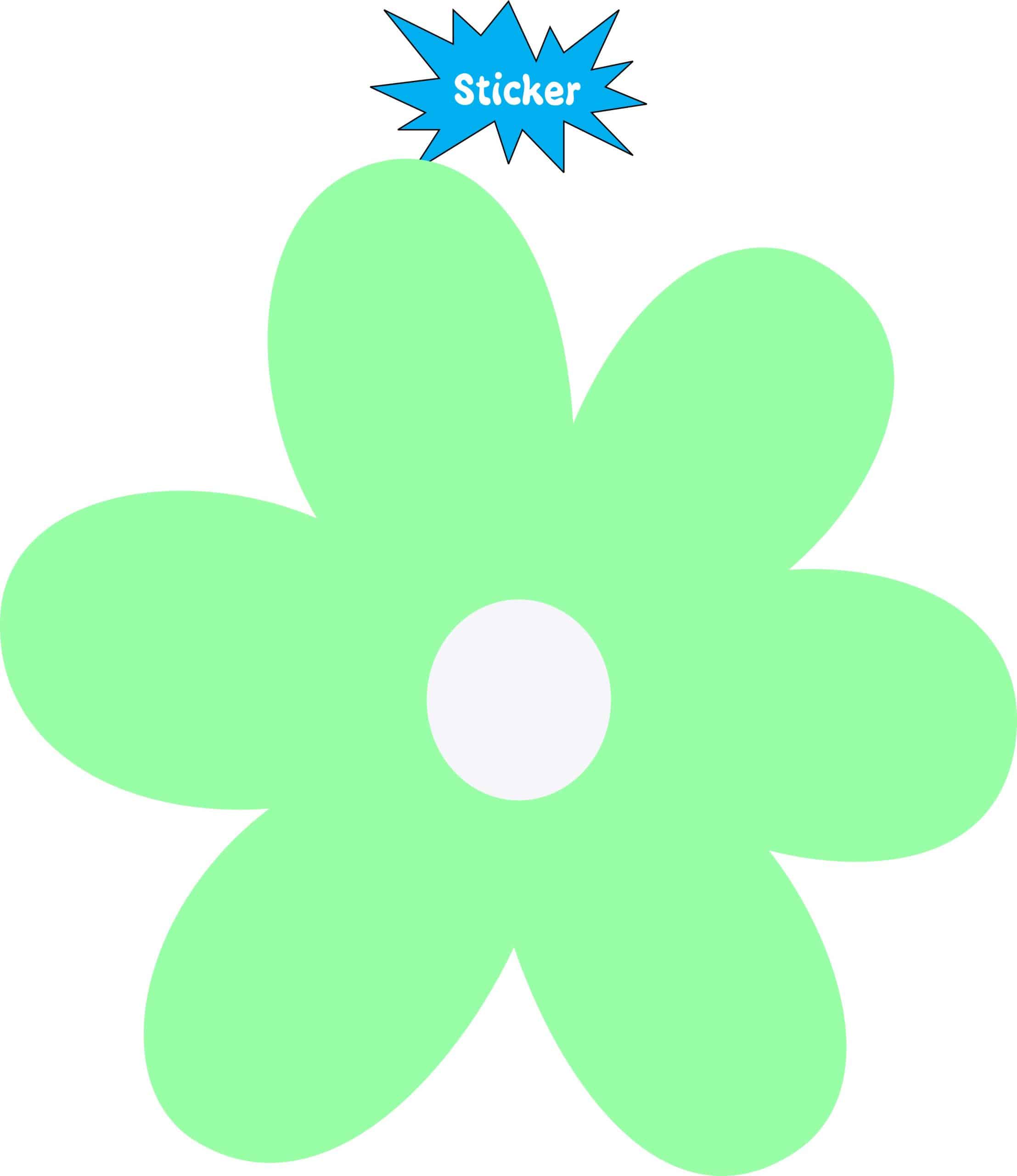 StickerTalk Green Flower Sticker, 5 inches by 5 inches
