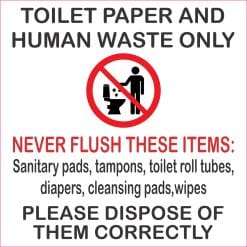 StickerTalk Toilet Paper Human Waste Only Sign, 5 inches by 5 inches