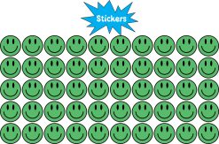 StickerTalk Green Smiling Face Stickers, 0.5 inches by 0.5 inches